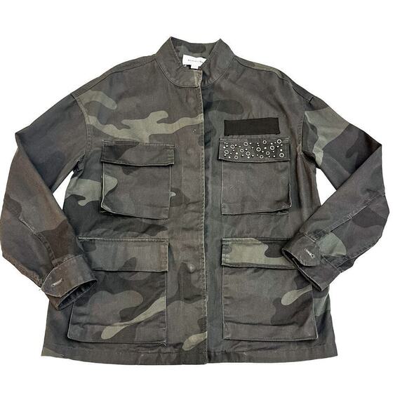 Highline Collective Green Camouflauge Military Jacket Embellishments Size XS - Picture 1 of 12